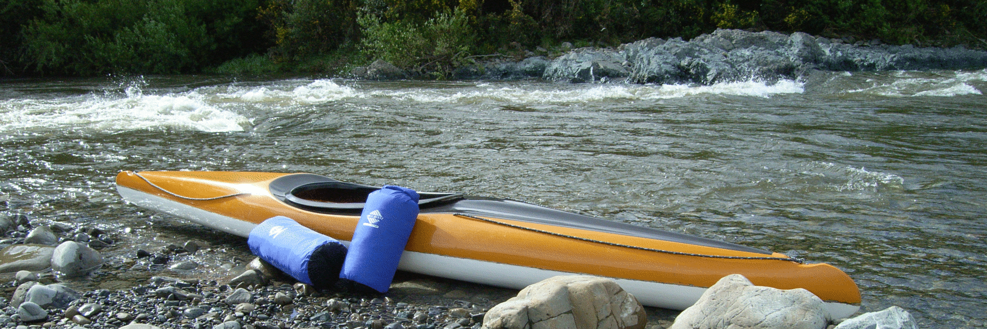 activa rolltop dry bags with kayak near river